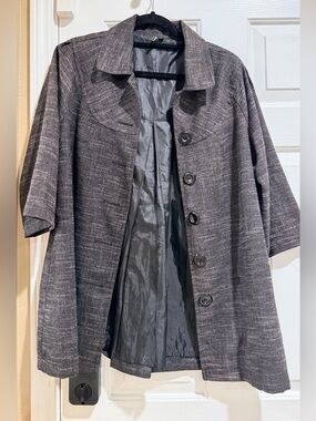 ambition Gray Textured Button-Front Blazer Jacket